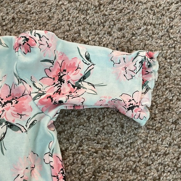 Little Me Floral Zip Footed One-Piece and Headband - Picture 3 of 10